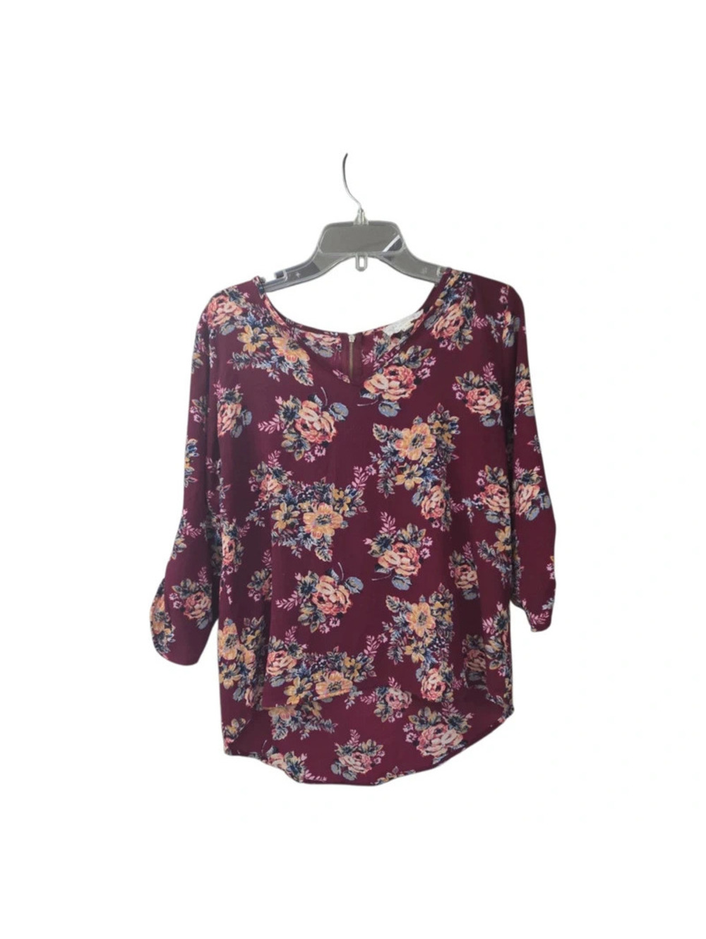 Pink republic maroon floral blouse fall